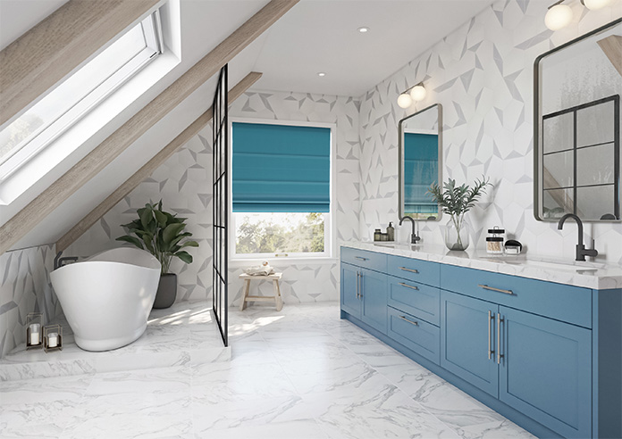Kyoto Faux Silk, Azure - Motorised Roman Blind - Image 6